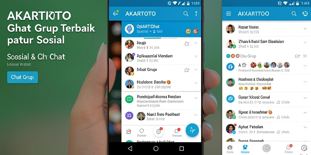 Tampilan antarmuka aplikasi AKARTOTO untuk Chat Grup yang menarik dan user-friendly.