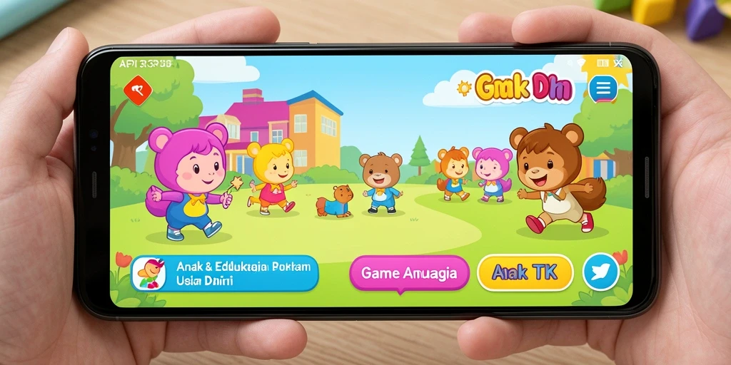 Antarmuka menarik dengan permainan edukatif untuk anak-anak.