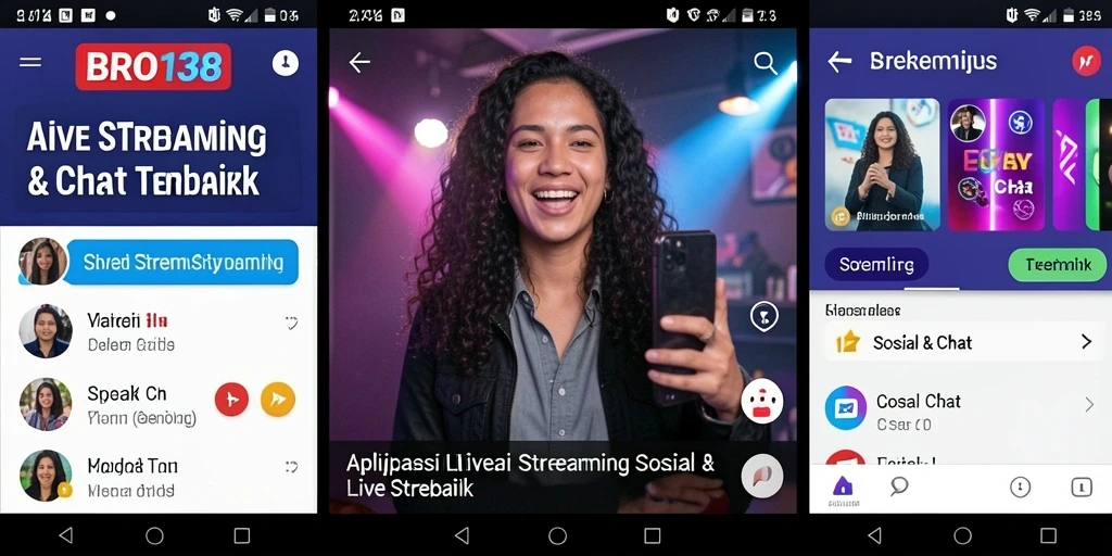 Tampilan antarmuka aplikasi Live Streaming BRO138 yang interaktif.