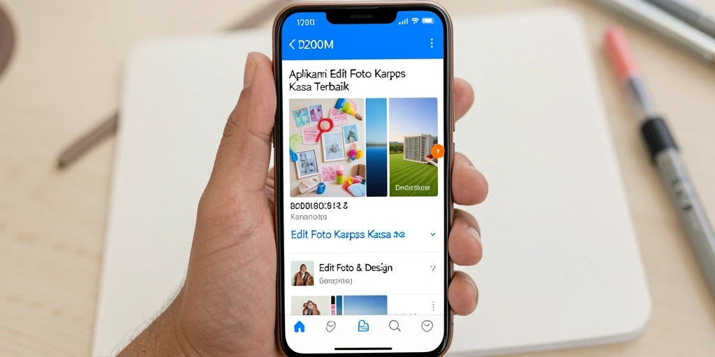 Tampilan antarmuka D200M dengan efek Edit Foto Kertas Kaca yang menarik.