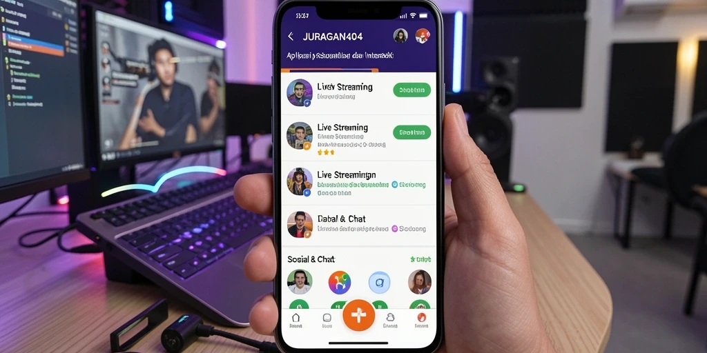 Antarmuka aplikasi JURAGAN404 yang menarik saat live streaming.