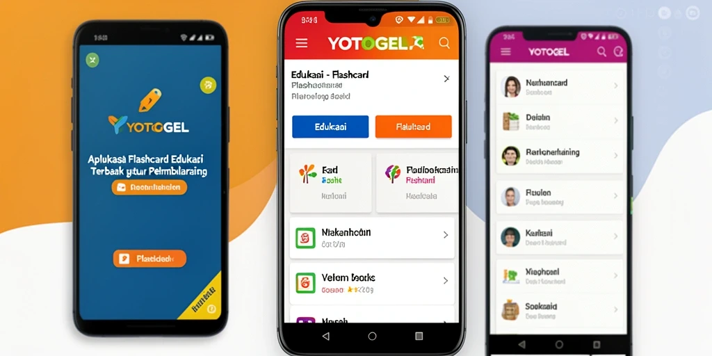 Antarmuka aplikasi YOTOGEL yang menarik dan interaktif untuk flashcard.